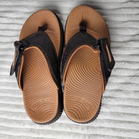 KuaiLu Men’s Comfort Sandals US 7 Brown Flip Flop Adjustable Strap Beach Shoes - Picture 2 of 6